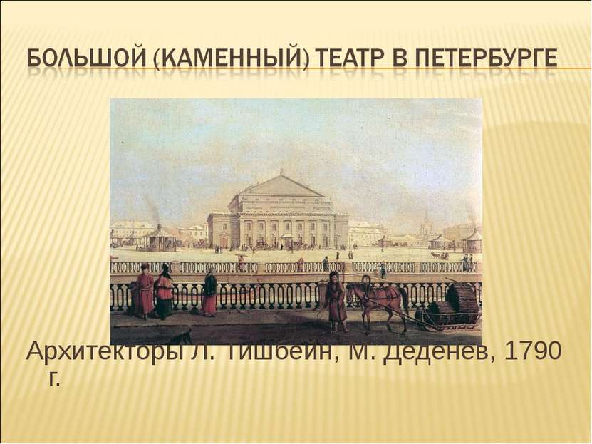 Архитекторы Л. Тишбейн, М. Деденев, 1790 г.