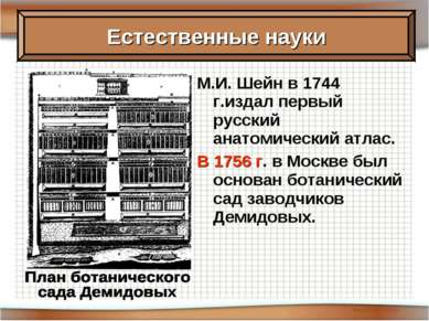 М.И. Шейн в 1744 г.издал первый русский анатомический атлас. В 1756 г. в Моск...