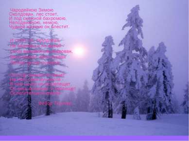 Чародейкою Зимою Околдован, лес стоит, И под снежной бахромою, Неподвижною, н...