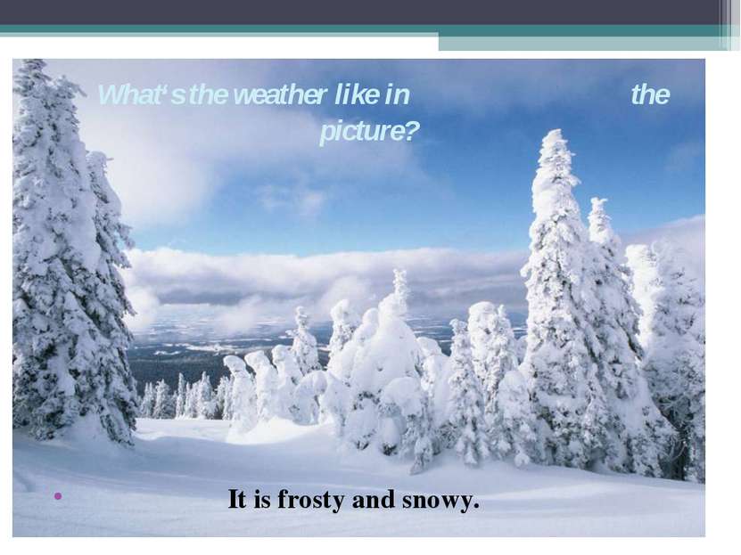 What‘s the weather like in the picture? It is frosty and snowy.