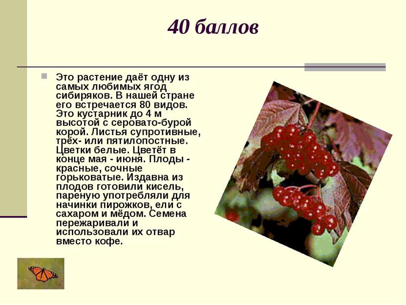 40 баллов Это растение даёт одну из самых любимых ягод сибиряков. В нашей стр...