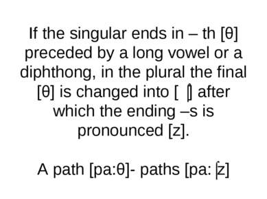 If the singular ends in – th [θ] preceded by a long vowel or a diphthong, in ...