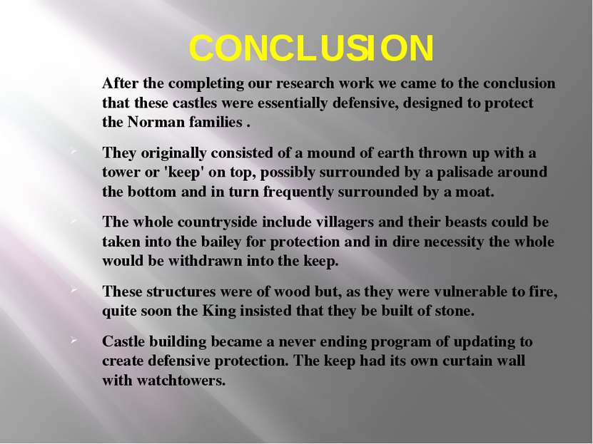 CONCLUSION After the completing our research work we came to the conclusion t...