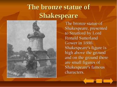 The bronze statue of Shakespeare The bronze statue of Shakespeare, presented ...