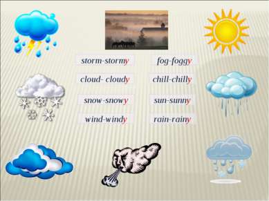 fog-foggy storm-stormy cloud- cloudy chill-chilly snow-snowy sun-sunny rain-r...