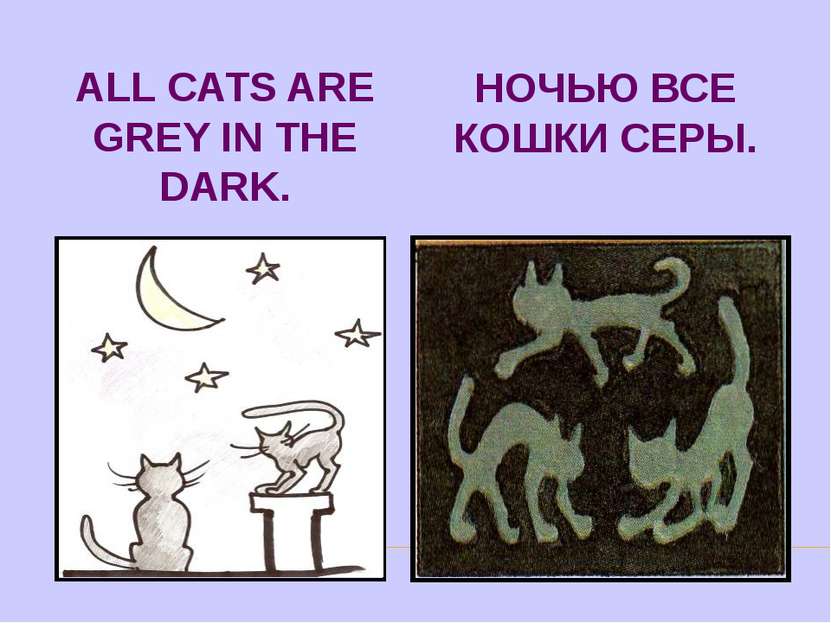 ALL CATS ARE GREY IN THE DARK. НОЧЬЮ ВСЕ КОШКИ СЕРЫ.