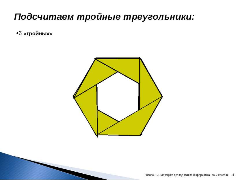 Подсчитаем тройные треугольники: 6 «тройных» * Босова Л.Л. Методика преподава...