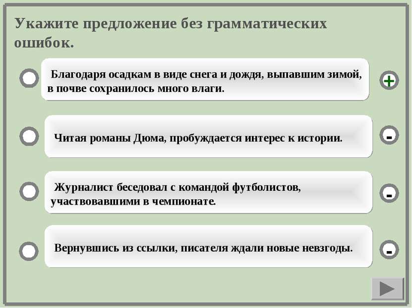 Укажите предложение без грамматических ошибок. Благодаря осадкам в виде снега...