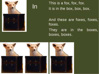 In This is a fox, fox, fox. It is in the box, box, box. And these are foxes, ...