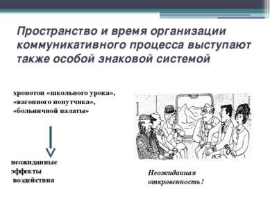 Пространство и время организации коммуникативного процесса выступают также ос...