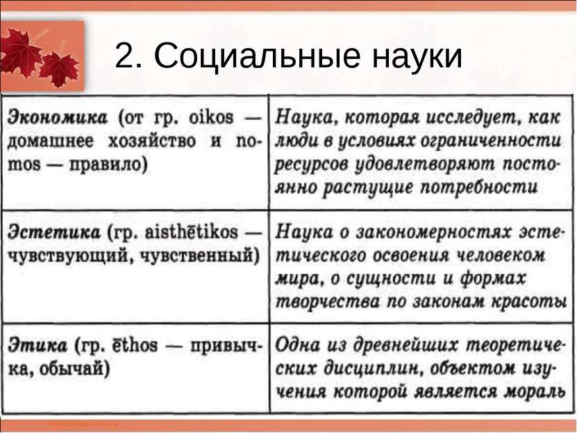 2. Социальные науки