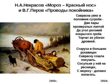 1865г. 1864г. Н.А.Некрасов «Мороз – Красный нос» и В.Г.Перов «Проводы покойни...