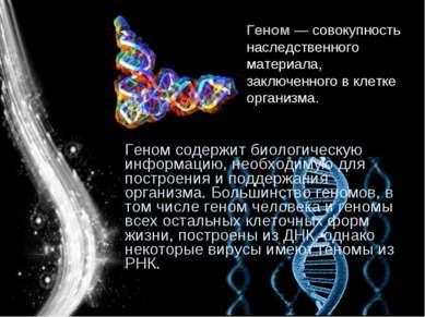 Геном содержит биологическую информацию, необходимую для построения и поддерж...