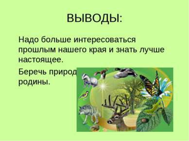 ВЫВОДЫ: Надо больше интересоваться прошлым нашего края и знать лучше настояще...