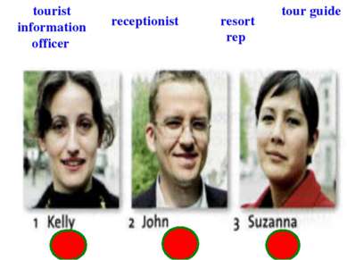 receptionist tourist information officer resort rep tour guide