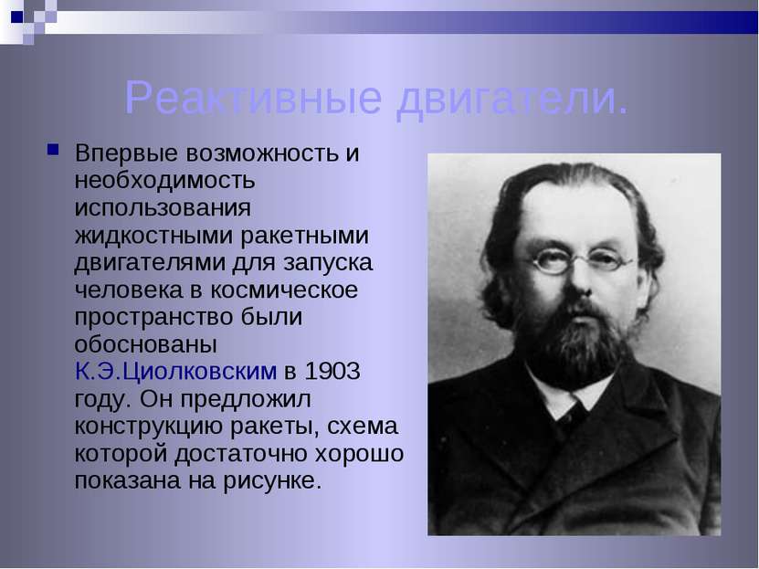 Реактивные двигатели. Впервые возможность и необходимость использования жидко...