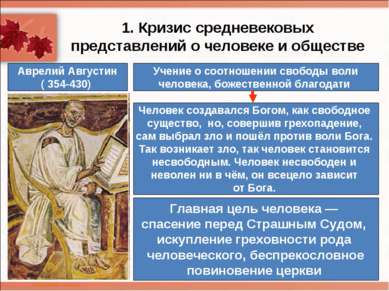 1. Кризис средневековых представлений о человеке и обществе Аврелий Августин ...