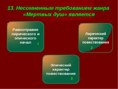 13. Несомненным требованием жанра «Мертвых душ» является 1 1 2 3