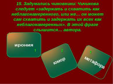 15. Задумались чиновники: Чичикова следует «задержать и схватить как неблагон...