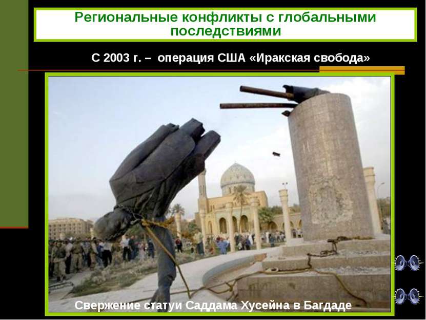 С 2003 г. – операция США «Иракская свобода» Свержение статуи Саддама Хусейна ...