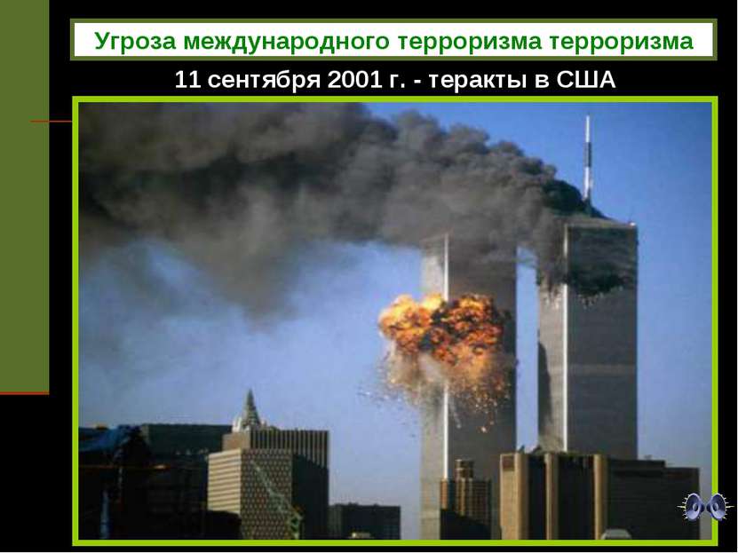 11 сентября 2001 г. - теракты в США Угроза международного терроризма терроризма
