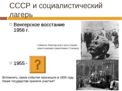Венгерское восстание 1956 г. 1955 - СССР и социалистический лагерь Символ Вен...