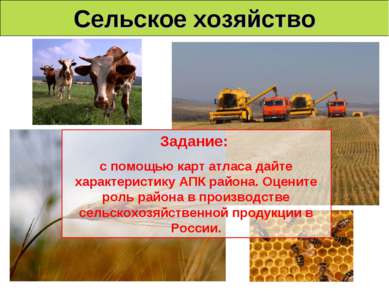 Сельское хозяйство Задание: с помощью карт атласа дайте характеристику АПК ра...