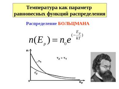Температура как параметр равновесных функций распределения Распределение БОЛЬ...