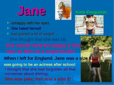 Jane unhappy with her eyes She hated herself had gained a bit of weight She t...