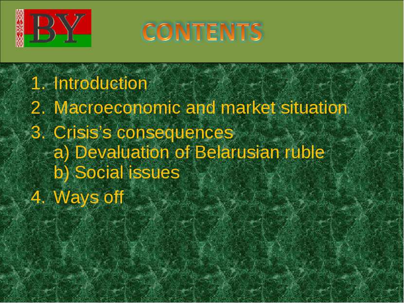 Introduction Macroeconomic and market situation Crisis’s consequences a) Deva...