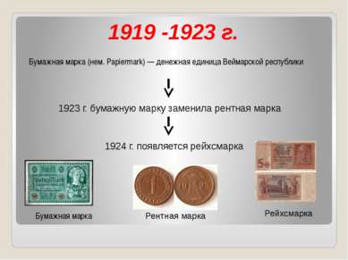 1919 -1923 г. Бумажная марка (нем. Papiermark) — денежная единица Веймарской ...