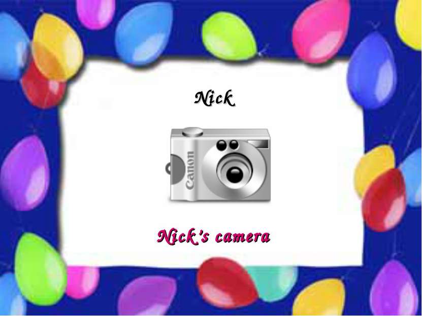 Possessive Case Nick Nick’s camera