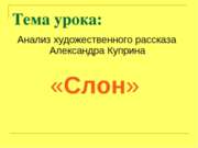 Анализ художественного рассказа Александра Купр «Слон»