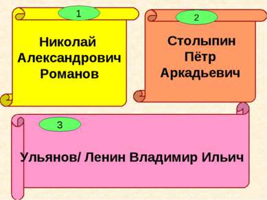 Ульянов/ Ленин Владимир Ильич Столыпин Пётр Аркадьевич Николай Александрович ...