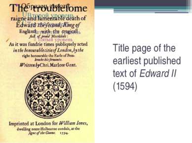 Title page of the earliest published text of Edward II (1594)