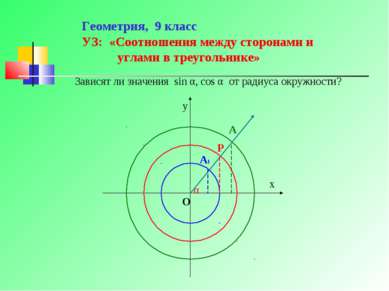Геометрия, 9 класс УЗ: «Соотношения между сторонами и углами в треугольнике» ...