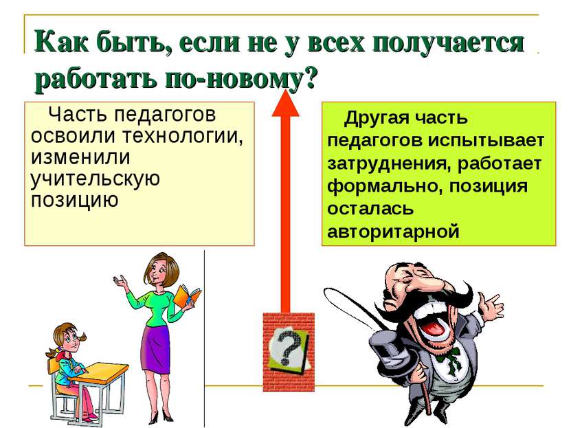 Как быть, если не у всех получается работать по-новому? Другая часть педагого...