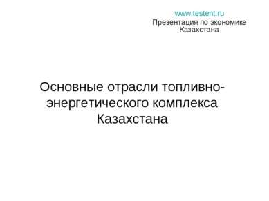 Основные отрасли топливно-энергетического комплекса Казахстана www.testent.ru...