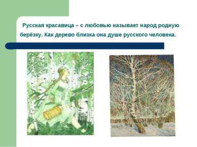 Русская красавица – с любовью называет народ родную берёзку. Как дерево близк...