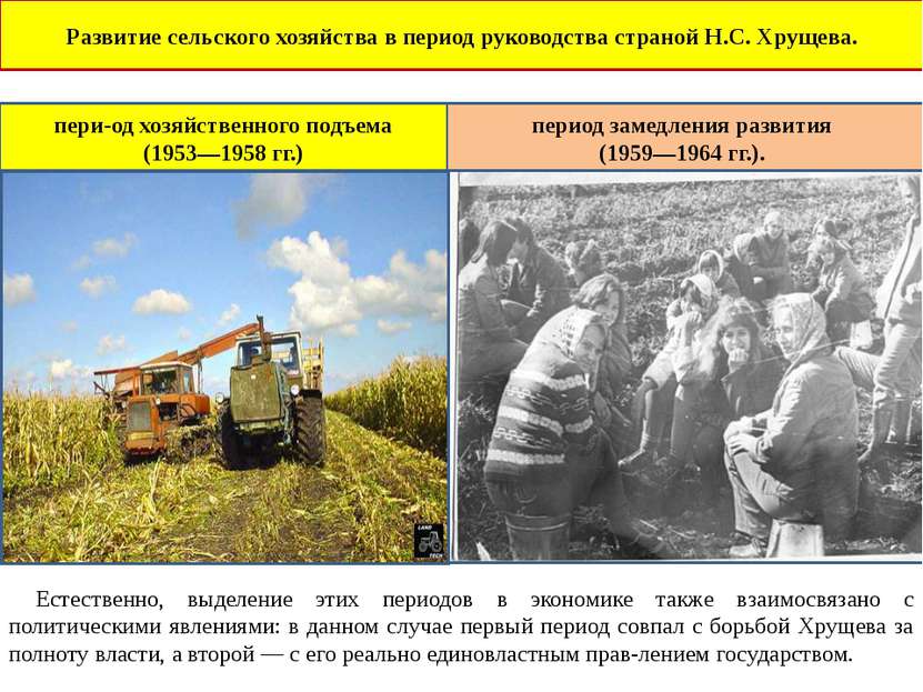 Развитие сельского хозяйства 1953 1964