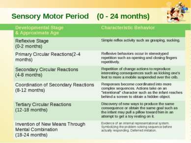Sensory Motor Period (0 - 24 months) Developmental Stage & Approximate Age Ch...