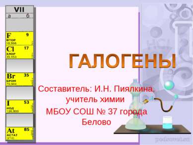 Составитель: И.Н. Пиялкина, учитель химии МБОУ СОШ № 37 города Белово