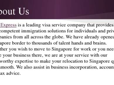 About Us Visa Express is a leading visa service company that provides easy an...