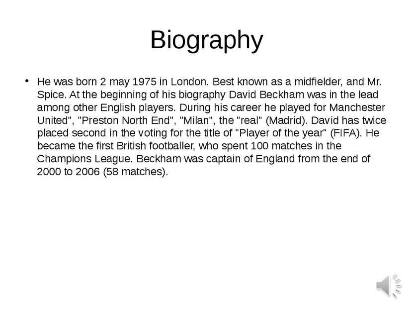 Biography He was born 2 may 1975 in London. Best known as a midfielder, and M...