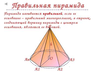 Апофема – высота боковой грани правильной пирамиды, проведенная из ее вершины...