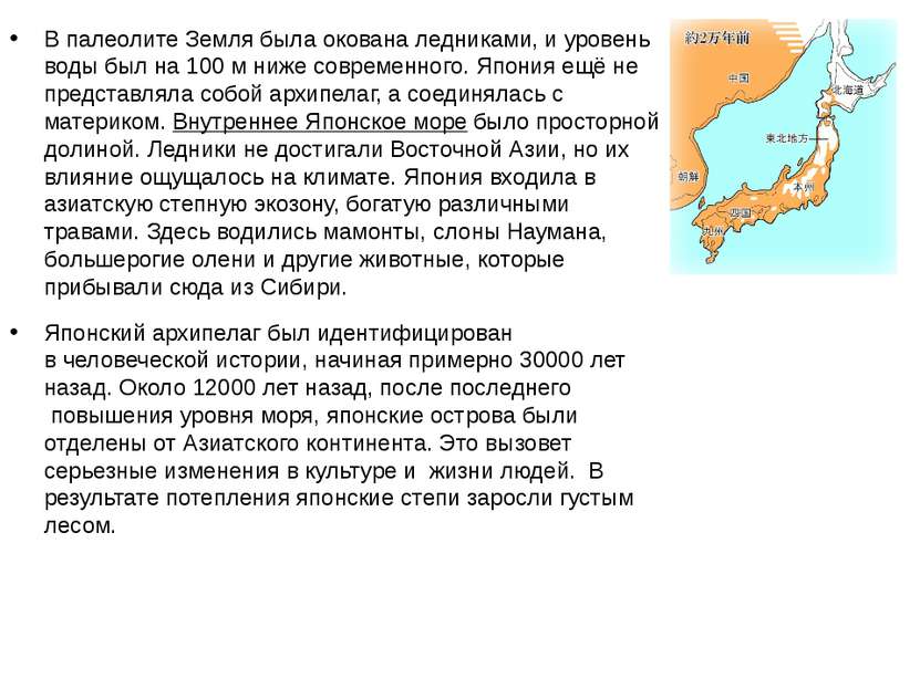 В палеолите Земля была окована ледниками, и уровень воды был на 100 м ниже со...