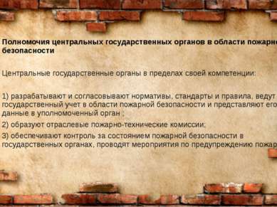 Полномочия центральных государственных органов в области пожарной безопасност...