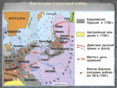 Карта-схема Семилетней войны.
