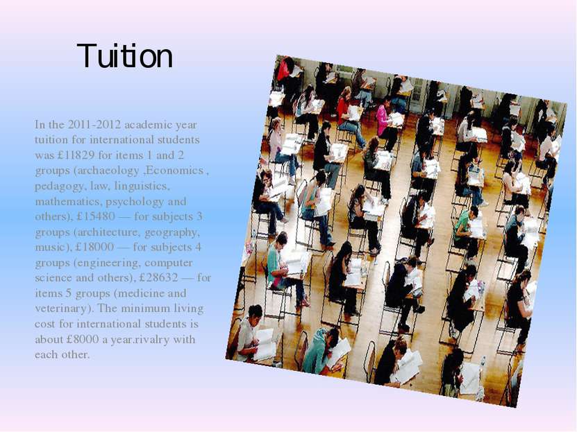 Tuition In the 2011-2012 academic year tuition for international students was...