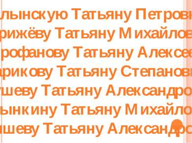 Галынскую Татьяну Петровну, Стрижёву Татьяну Михайловну, Митрофанову Татьяну ...